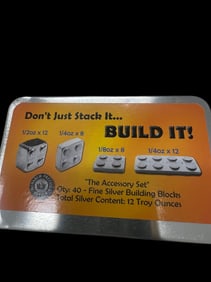 12 oz Silver Building Block Bars - 40-Piece Accessory Set