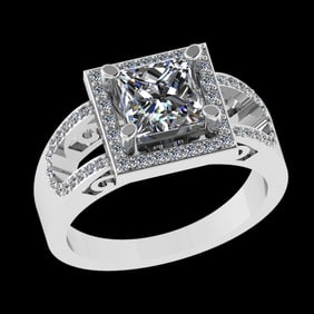 1.15 Ctw VS/SI1 Diamond Style 14 K White Gold Engagement Ring (ALL DIAMOND