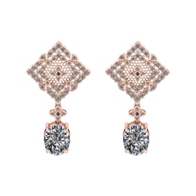 12.19 Ctw VS/SI1 Diamond Prong Set 14K Rose Gold Dangle Stud Earrings (ALL