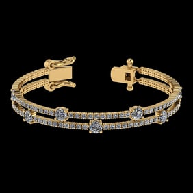 3.32 Ctw VS/SI1 Diamond Style 14K Yellow Gold Bracelet (ALL DIAMOND ARE LAB