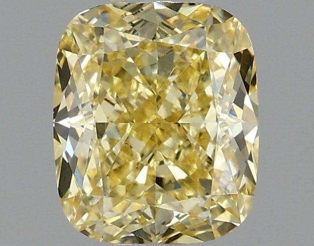 1.03 ctw. VS1 IGI Certified Cushion Cut Loose Diamond (LAB GROWN): IGI Certified Cu Cut Loose Diamond (LAB GROWN) - Weight :- 1.03 ctw; Color :- Fancy Intense Yellow; Clarity :-VS1 #NGFY23650v15