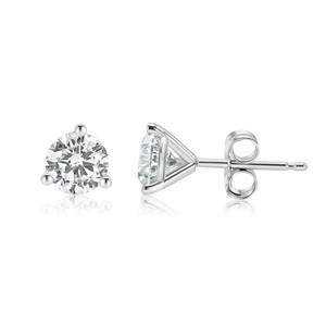 2.63 ctw 14K White Gold 3 Prong Martini Pushback Round Stud (LAB-GROWN)
