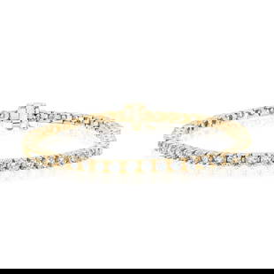 4.81 ctw 14K Yellow Gold 7 inch Basket 4 Prong Tennis Bracelet: Shape: Round ;Metal Type: 14k Yellow Gold ;Style: 7 inch Basket 4 Prong ;Color: F-G ;Clarity: SI (ALL DIAMOND ARE LAB GROWN ) ;Total Carat Weight: 4.81 #NGFY18914v15