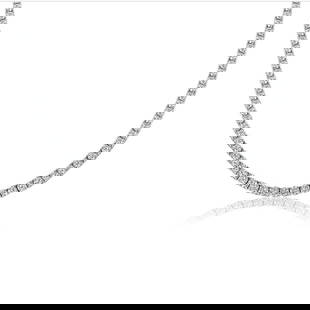 6.96 ctw 14K White Gold 17 inch Basket 4 Prong Tennis Necklace (LAB-GROWN): Shape: Round ;Metal Type: 14K White Gold ;Style: 17 inch Basket 4 Prong ;Color: F-G ;Clarity: SI ;Total Carat Weight: 6.96 (LAB-GROWN) #NGFY76111v12