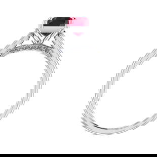 0.82 Ctw VS/SI1 Ruby and Diamond 14k white Gold Engagement Ring (ALL DIAMON: Center Stone Weight :-0.75 Ctw ( Princess Cut) Center Stone Color :-Ruby Center Stone Setting : Prong Side Diamond Weight Of Ctw :- 0.07 Ctw Color : J-K Clarity : VS/SI1 Daimond Setting : Prong Metal
