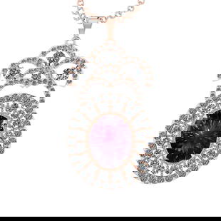 19.91 Ctw VS/SI1 Amethyst and Diamond 14K Rose Gold Pendant (ALL DIAMOND AR: Color Stone Weight : 15.20 Ctw ( Oval Cut) Stone Color :- Amethyst Center Stone Setting : Prong Side Weight Of Ctw 4.71 Ctw Color : J-K Clarity : VS/SI1 Stone Setting : Prong Metal Weight : Approx