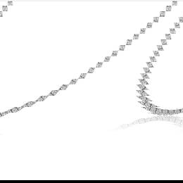 7.72 ctw 14K White Gold 17 inch Basket 4 Prong Tennis Necklace (LAB-GROWN)