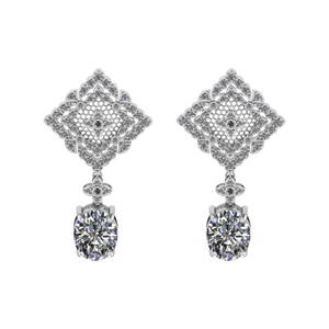 12.19 Ctw VS/SI1 Diamond Prong Set 14K white Gold Dangle Stud Earrings (ALL