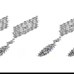 12.19 Ctw VS/SI1 Diamond Prong Set 14K white Gold Dangle Stud Earrings (ALL: Center Daimond Weight :-10.10 Ctw ( Oval Cut IGI Certified ) Color : G-H Clarity : VS/SI1 Side Diamond Weight Of Ctw 2.09 Ctw Color : G-H Clarity : VS/SI1 Daimond Setting : Prong Metal Weight :