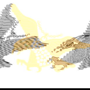 0.42 Ctw VS/SI1 Diamond 10K Yellow Gold Bird theme Eagle Pendant (ALL DIAMO: Total Diamond Weight : 0.42 Ctw (Round cut) Center Diamond Color :- J-K Center Clarity : VS/SI1 Stone Setting : Prong Metal Weight : Approx 7.20 Gram 10K Yellow Gold Bird theme Eagle Pendant (ALL DIAM