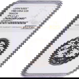 China 10 Yuan Silver Dragon 1988 PF68 NGC: China 10 Yuan Silver Dragon 1988 PF68 NGC #NGFY68846v12