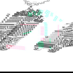 5.68 Ctw VS/SI1 Emerald ,Ruby And Diamond 14K White Gold Necklace (ALL DIAM: Center Stone Weight : 2.32 Ctw ( Round Cut ) Center Stone Color : Emerald ,Ruby Stone Setting : Prong Side Diamond Weight Of Ctw 3.36 Ctw Side Stone Color : J-K Stone Clarity : VS/SI1 Stone Setting :