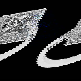 2.23 Ctw VS/SI1 Diamond Prong Set 18K White Gold Engagement Ring: Center Diamond Weight :-1.10 Ctw ( Princess Cut) Color :- G-H Clarity : VS/SI1 Center Stone Setting : Prong Side Diamond Weight Of Ctw 1.13 Ctw Color : G-H Clarity : VS/SI1 Stone Setting : Prong Metal