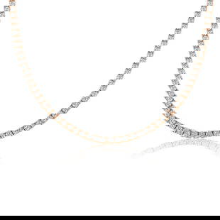 13.72 ctw 14k Rose Gold 17 inch Basket 4 Prong Tennis Necklace (LAB GROWN D: Shape: Round ;Metal Type: 14k Rose Gold ;Style: 17 inch Basket 4 Prong ;Color: F-G ;Clarity: SI (ALL DIAMOND ARE LAB GROWN ) ;Total Carat Weight: 13.72 #NGFY98484v14