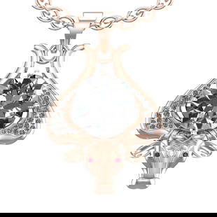 2.89 Ctw VS/SI1 Diamond 14k Rose Gold Creature Theme Pendant Necklace (ALL: Eye Stone Weight :- 0.05 ctw Eye Stone Color :- ( Ruby) Center Daimond Weight :-2.50 Ctw ( Round Cut) Color : G-H Clarity : VS/SI1 Side Diamond Weight Of Ctw 0.34 Ctw Color : G-H Clarity : VS/SI1