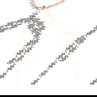 8.00 Ctw VS/SI1 Diamond 10K Rose Gold Pendant (ALL DIAMOND ARE LAB GROWN) (: Center Diamond Weight : 0.50 Ctw (Round Cut) Color : J-K Clarity : VS/SI1 Setting : Prong Side Weight Of Ctw 7.50 Ctw Color : J-K Clarity : VS/SI1 Stone Setting : Prong Metal Weight : Approx 7.90