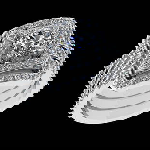 2.61 Ctw VS/SI1 Diamond Prong Set 18k white Gold Engagement Ring (ALL DIAMO: Center Daimond Weight :-1.30 Ctw (Round Cut) Color : G-H Clarity : VS/SI1 Side Diamond Weight Of Ctw 1.31 Ctw Color : G-H Clarity : VS/SI1 Daimond Setting : Prong Metal Weight : Approx 9.26 gram 18k W