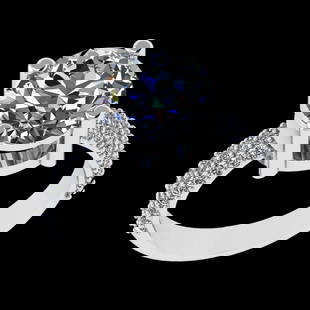 4.30 Ctw VS/SI1 Diamond Prong Set 18k white Gold Engagement Ring (ALL DIAMO: Center Daimond Weight :-3.87 Ctw (Round Cut) Color : G-H Clarity : VS/SI1 Side Diamond Weight Of Ctw 0.43 Ctw Color : G-H Clarity : VS/SI1 Daimond Setting : Prong Metal Weight : Approx 5.45 gram 18k W