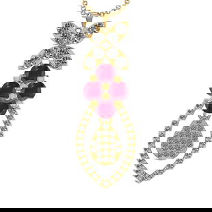 19.90Ctw VS/SI1 Ruby and Diamond 14K Yellow Gold Necklace(ALL DIAMOND ARE L: Center Stone Weight :8.00Ctw (Round cut) Color :- Ruby Center Stone Setting : Prong Side Diamond Weight Of Ctw11.90Ctw Color : J-K Clarity : VS/SI1 Stone Setting : Prong Metal Weight :