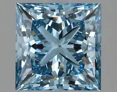 2.16ct Princess Cut Lab Grown Diamond: IGI Certified Princess Cut Loose Diamond (LAB GROWN) - Weight: 2.16cts; Color: Fancy Vivid Blue; Clarity: VS1 #NGFY95096v15