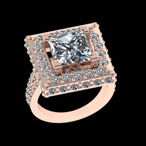 3.85 Ctw VS/SI1 Diamond Style 14 K Rose Gold Engagement Ring (ALL DIAMOND A