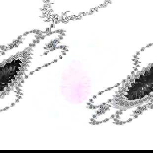 16.10 Ctw VS/SI1 Amethyst and Diamond 14K White Gold Pendant: Center Stone Weight : 13.36 Ctw ( Pear Cut) Center Stone Color :-Amethyst Setting : Prong Side Weight Of Ctw 2.34 Ctw Color : J-K Clarity : VS/SI1 Stone Setting : Prong Metal Weight : Approx 12.90