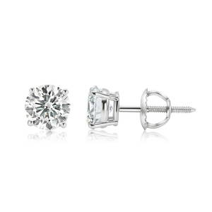 2.04 ctw 14K White Gold 4 Prong Basket Screwback Round Stud (LAB-GROWN)