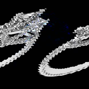 4.58 Ctw VS/SI1 Diamond Prong Set 18k white Gold Engagement Ring: Center Daimond Weight :-4.00 Ctw ( 3 pc Princess Cut) Color : G-H Clarity : VS/SI1 Side Diamond Weight Of Ctw 0.58 Ctw Color : G-H Clarity : VS/SI1 Daimond Setting : Prong Metal Weight : Approx 5.68 g