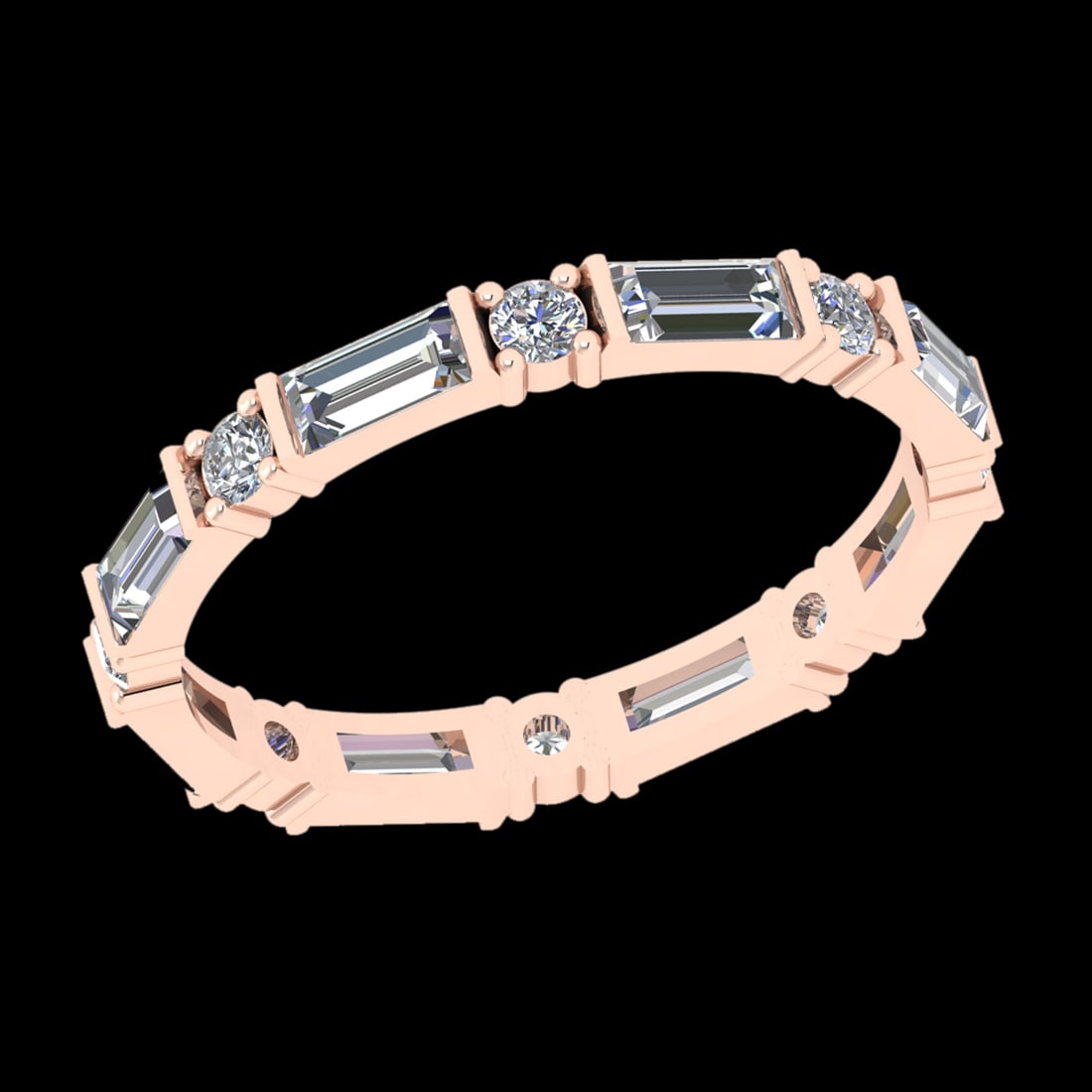 1.40 Ctw VS/SI1 Diamond 10k Rose Gold Eternity Band Ring (ALL DIAMOND ARE L: Total Daimond Weight :-1.40 Ctw (Round & Bug cut ) Color : J-K Clarity : VS/SI1 Setting : Prong Metal Weight : Approx 1.90 gram 10k Rose Gold Eternity Band Ring Current Ring Size 6 (ALL DIAMOND ARE LA