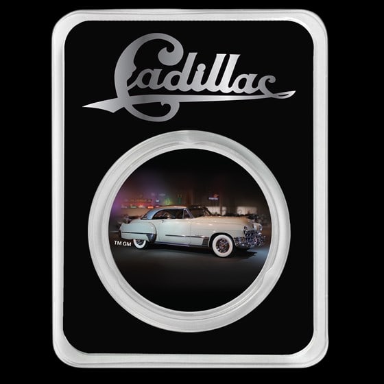 Cadillac Coupe DeVille (1949) Colorized 1 oz Silver w/ TEP: Cadillac Coupe DeVille (1949) Colorized 1 oz Silver w/ TEP #NGFY65131v15