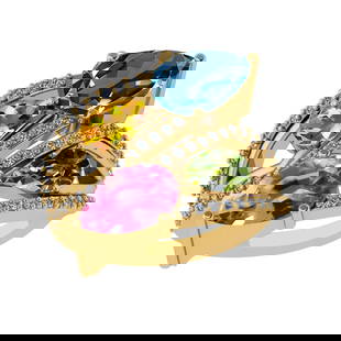 4.01 Ctw VS/SI1 Multi Sapphire and Diamond 14k Yellow Gold Engagement Ring: Multi Stone Weight :-3.50 Ctw ( Pear Cut) Multi Stone Color :- Orange,Green,Yellow,sparkle Sapphire Center Stone Setting : Prong Side Diamond Weight Of Ctw :- 0.51 Ctw Color : F-G Clarity : VS/SI1