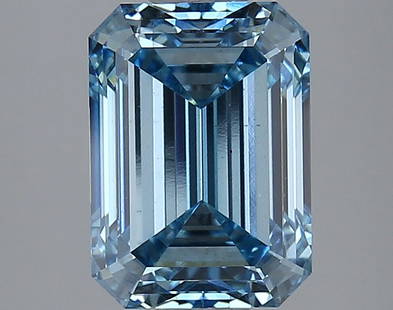 3.07ct Emerald Cut Lab Grown Diamond: IGI Certified Emerald Cut Loose Diamond (LAB GROWN) - Weight: 3.07cts; Color: Fancy Vivid Blue; Clarity: VS2 #NGFY95314v15