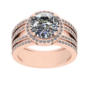 3.22 Ctw SI2/I1 Diamond Style Prong Set 18K Rose Gold Engagement Wedding Ri