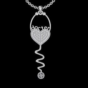 1.90 Ctw VS/SI1 Diamond 10K White Gold Veterinary Doctor theme Pendant (ALL