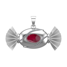 4.94 Ctw VS/SI1 Ruby and Diamond 14k white Gold Pandant (ALL DIAMOND ARE LA