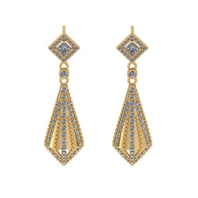 2.11 Ctw VS/SI1 Diamond 14k Yellow Gold Dangle Earrings (ALL DIAMOND ARE LA