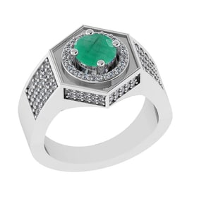 1.42 Ctw VS/SI1 Emerald and Diamond 14K White Gold Engagement Ring (ALL DIA