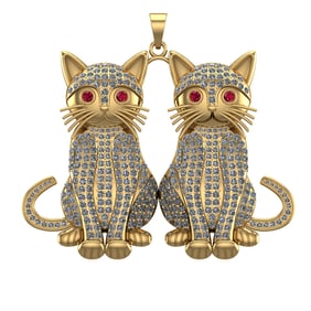 7.10 Ctw VS/SI1 Diamond 14k Yellow Gold Creature theme Pendant (ALL DIAMOND