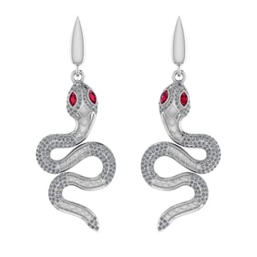 2.15 CtwVS/SI1 Ruby and Diamond 14K White Gold Sneak Earrings