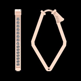 0.96 Ctw VS/SI1 Diamond 14K Rose Gold Hoop Earrings (ALL DIAMOND ARE LAB GR