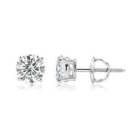 3.78 ctw 14K White Gold 4 Prong Basket Screwback Round Stud (LAB-GROWN)