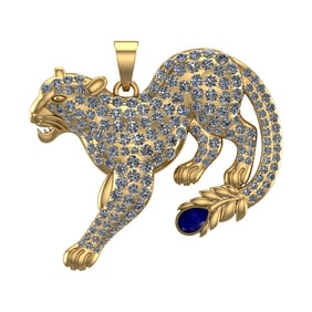 6.61 Ctw VS/SI1 Blue Sapphire and Diamond 14k Yellow Gold creature theme pa