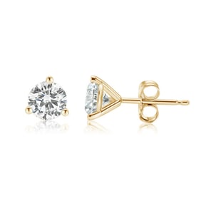 1 ctw 14k Yellow Gold 3 Prong Martini Pushback Round Stud