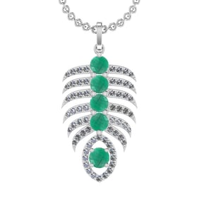 4.60 Ctw VS/SI1 Emerald and Diamond 14k white Gold Pandant (ALL DIAMOND ARE