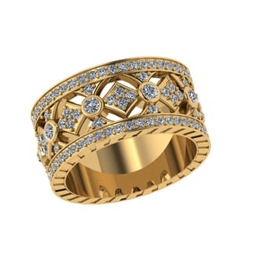 1.31 Ctw SI2/SI1 Diamond Prong Set 14k Yellow Gold Eternity Band Ring