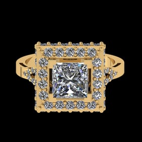 2.23 Ctw VS/SI1 Diamond Prong Set 18K Yellow Gold Engagement Ring