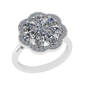 1.93 Ctw SI2/SI1 Emerald and Diamond 14k white Gold Engagement Ring