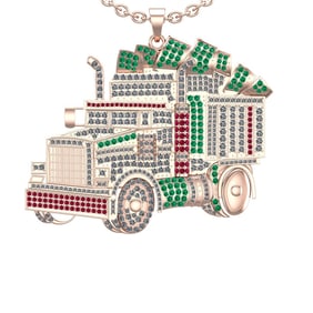 5.68 Ctw VS/SI1 Emerald ,Ruby And Diamond 14K Rose Gold Necklace (ALL DIAMO