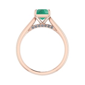 0.82 Ctw VS/SI1 Emerald and Diamond 14k Rose Gold Engagement Ring (ALL DIAM