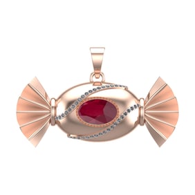 4.94 Ctw VS/SI1 Ruby and Diamond 14k Rose Gold Pandant (ALL DIAMOND ARE LAB